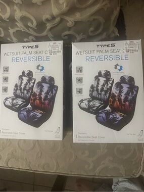 TYPE S Reversible Wetsuit Palm Seat Car Seat Covers - Sunset Palm Print